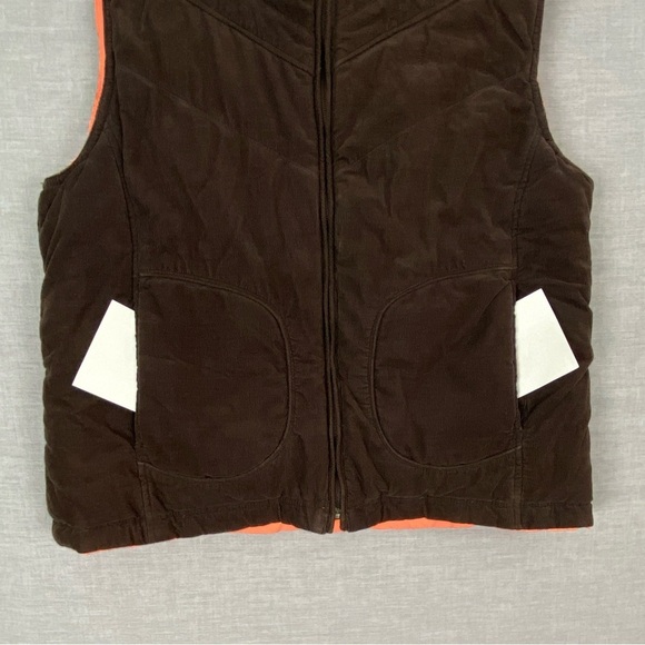WindRiver Reversible Down Filled Puffer Vest Corduroy and Orange Sz Medium - Picture 13 of 13
